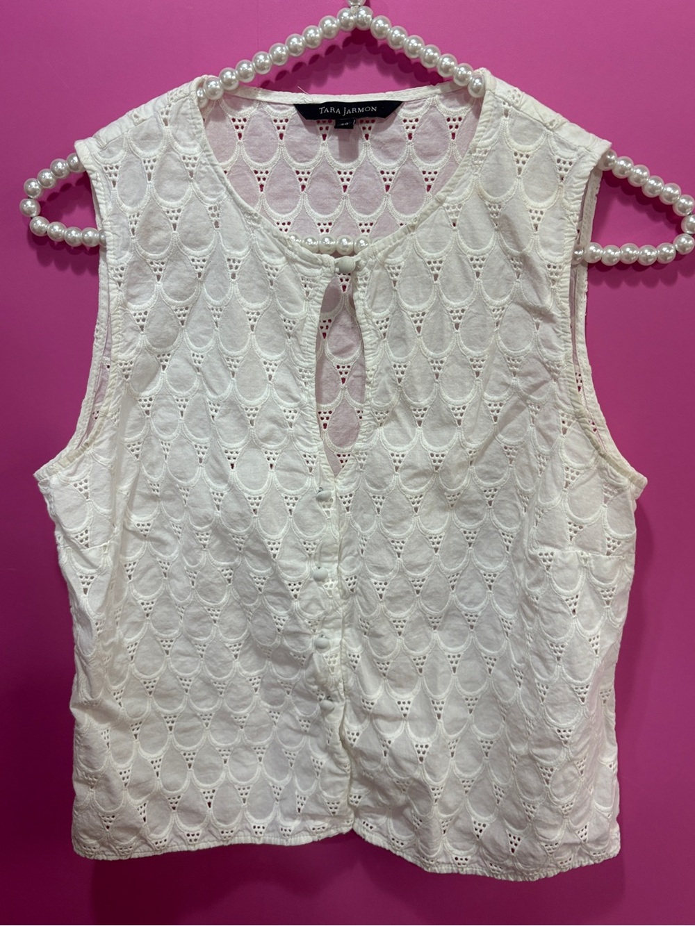 Tara Jarmon sleeveless top white eyelet